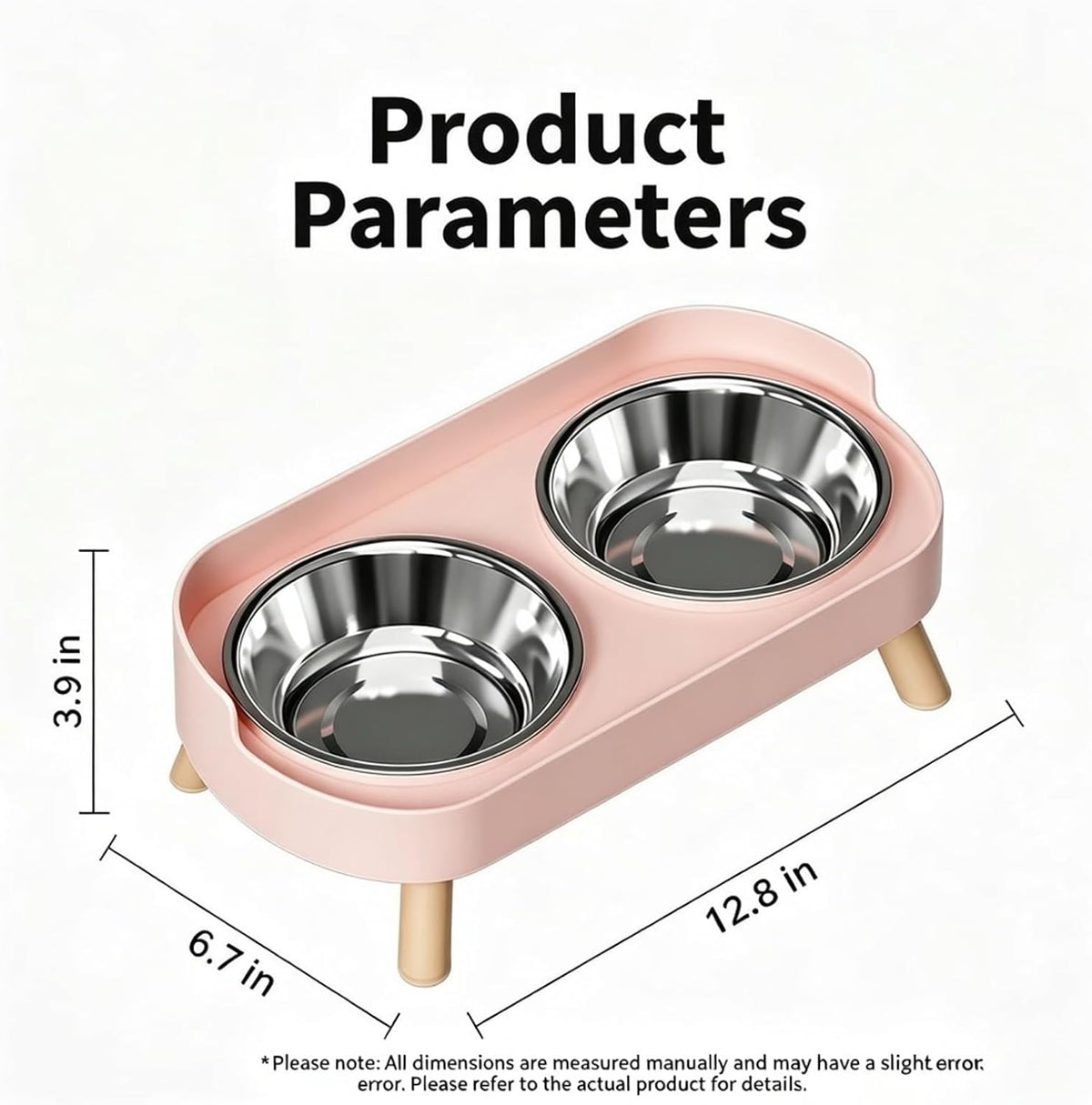 Elevated Dog Bowls with Mat for Small Dogs and Cats, Pink
