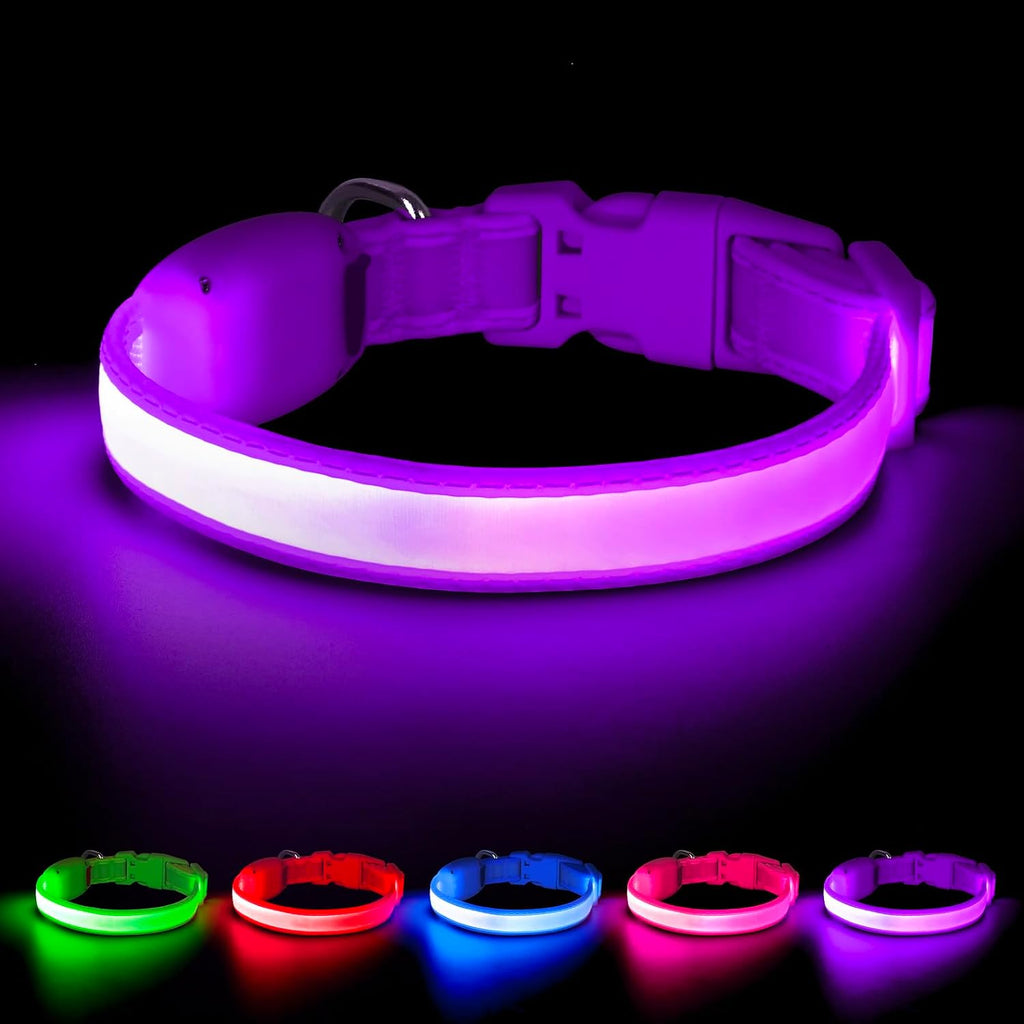 VIZPET LED Dog Collar, Light up Dog Collar Adjustable Safety Glow Collar,L
