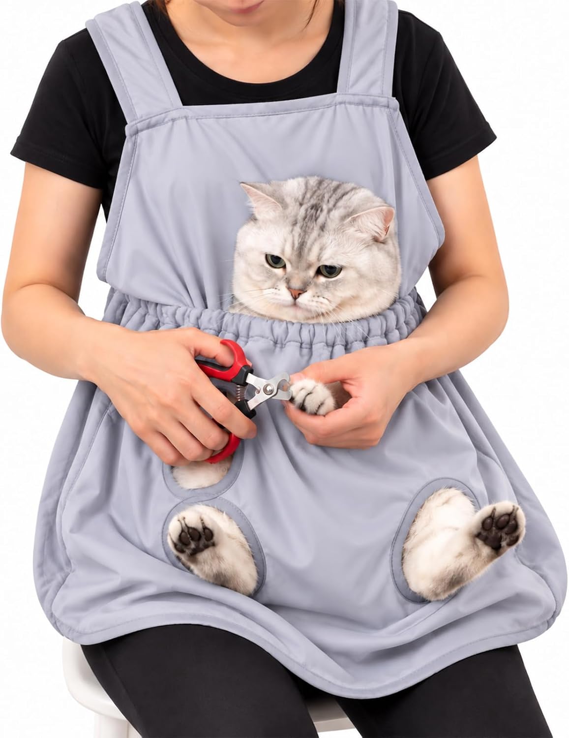 Cat Paw Bath Hammock Grooming Apron for Nail Trimming (B)