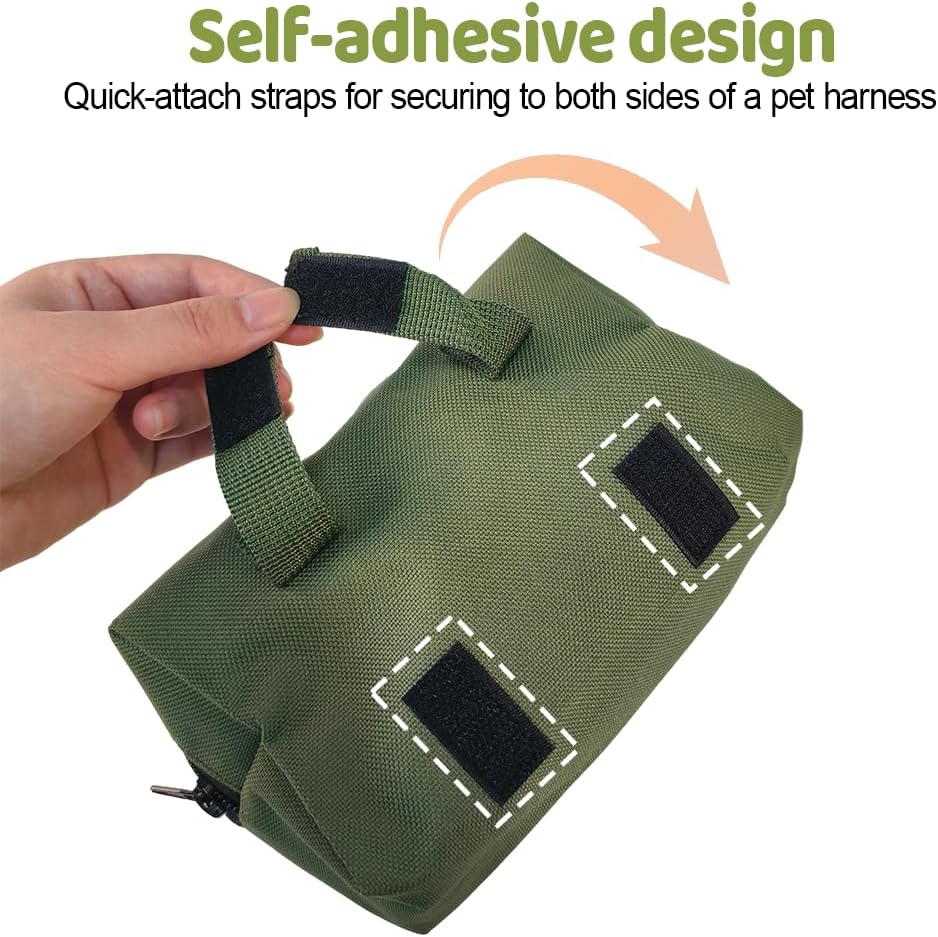 2PCS Dog Harness Backpack Pouches, Waterproof Hook-and-Loop Dog Saddle Bag with Reflective Strip for Training Camping Hi