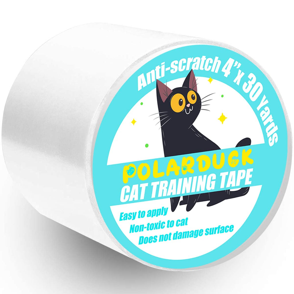 Anti Cat Scratch Tape: 4 inches x 30 Yards Cat Training Tape 100% Transparent Clear Double Sided Cat Scratch Deterrent T
