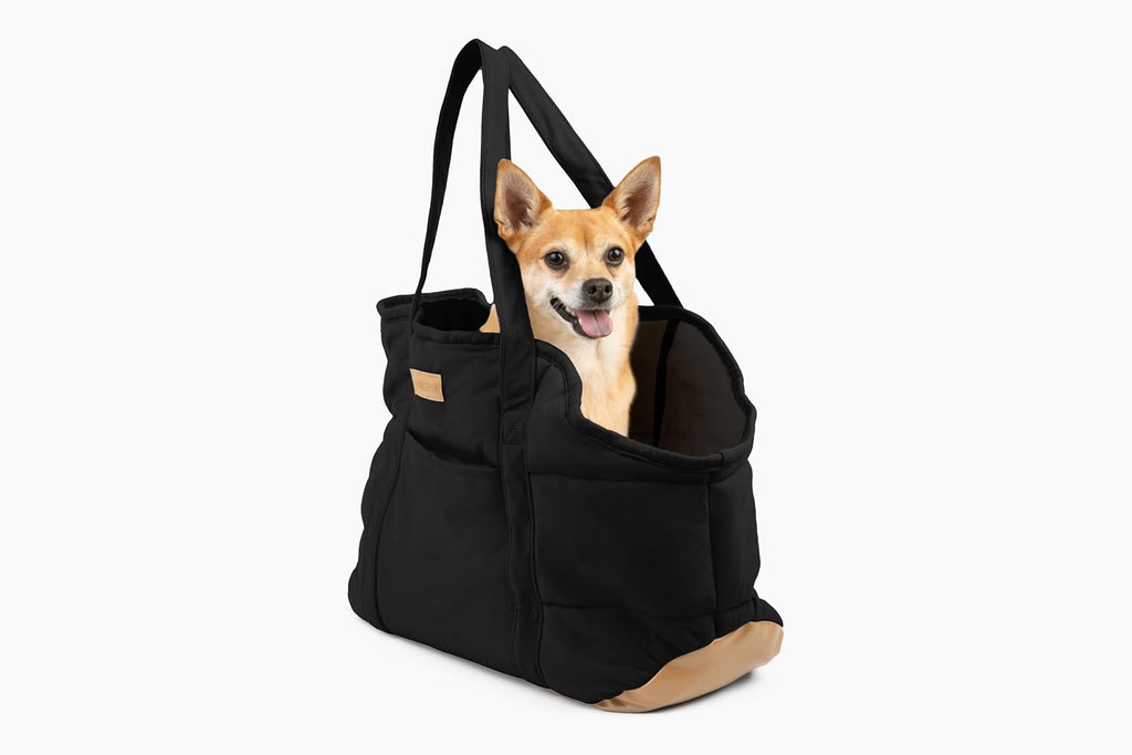 Plush Dog Purse Carrier for Small Dogs, Soft Tote, Black