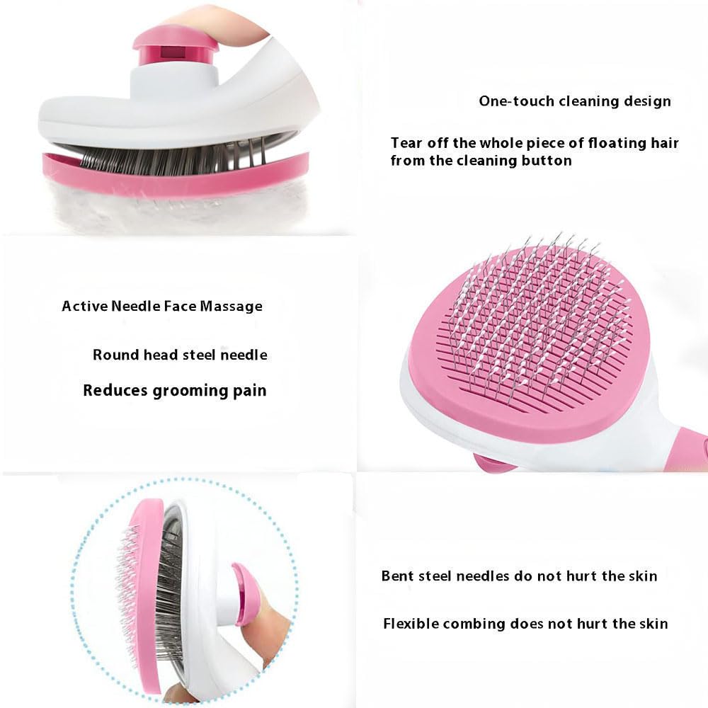 Cat Brushes for Indoor Cats, Soft Silicone Self Cleaning Pet Grooming Brush