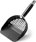DHXYZZB Cat Litter Scoop 304 Stainless Steel Litter Shovel, Heavy Duty Litter Sifter, Litter Scooper with Wooden Handle 