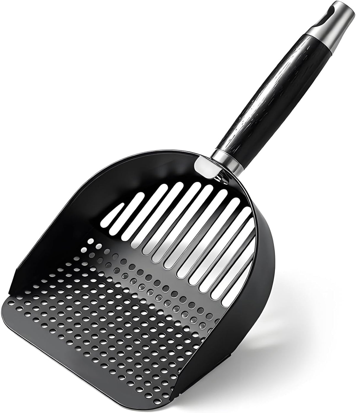 DHXYZZB Cat Litter Scoop 304 Stainless Steel Litter Shovel, Heavy Duty Litter Sifter, Litter Scooper with Wooden Handle 