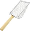 Stainless Steel Mesh Litter Shovel with Long Wood Handle for Terrariums