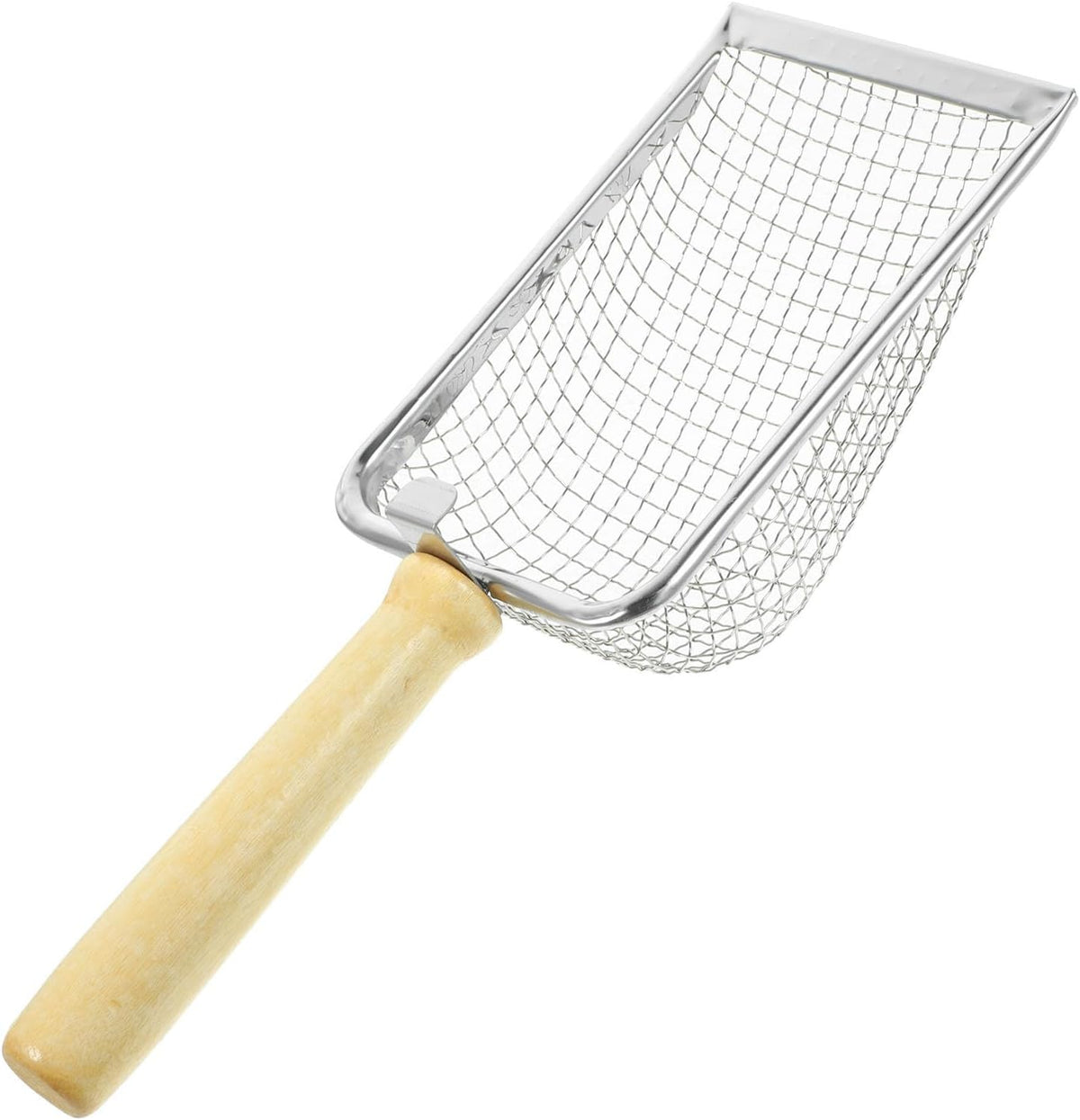 Stainless Steel Mesh Litter Shovel with Long Wood Handle for Terrariums