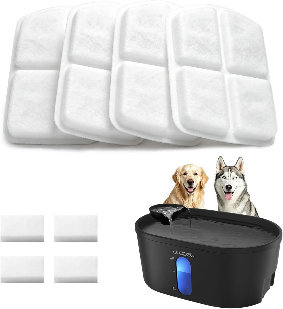 WOPET 8L/2.1Gal Dog Water Fountain for Large Dogs,Automatic Pet Water Dispenser with Visible Water Window & LED Light,Ul