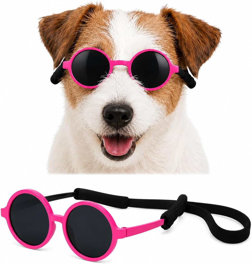 G016-2 Small Breed Dog up to 15lbs Pet Cat Round Tiny Sunglasses (Black)