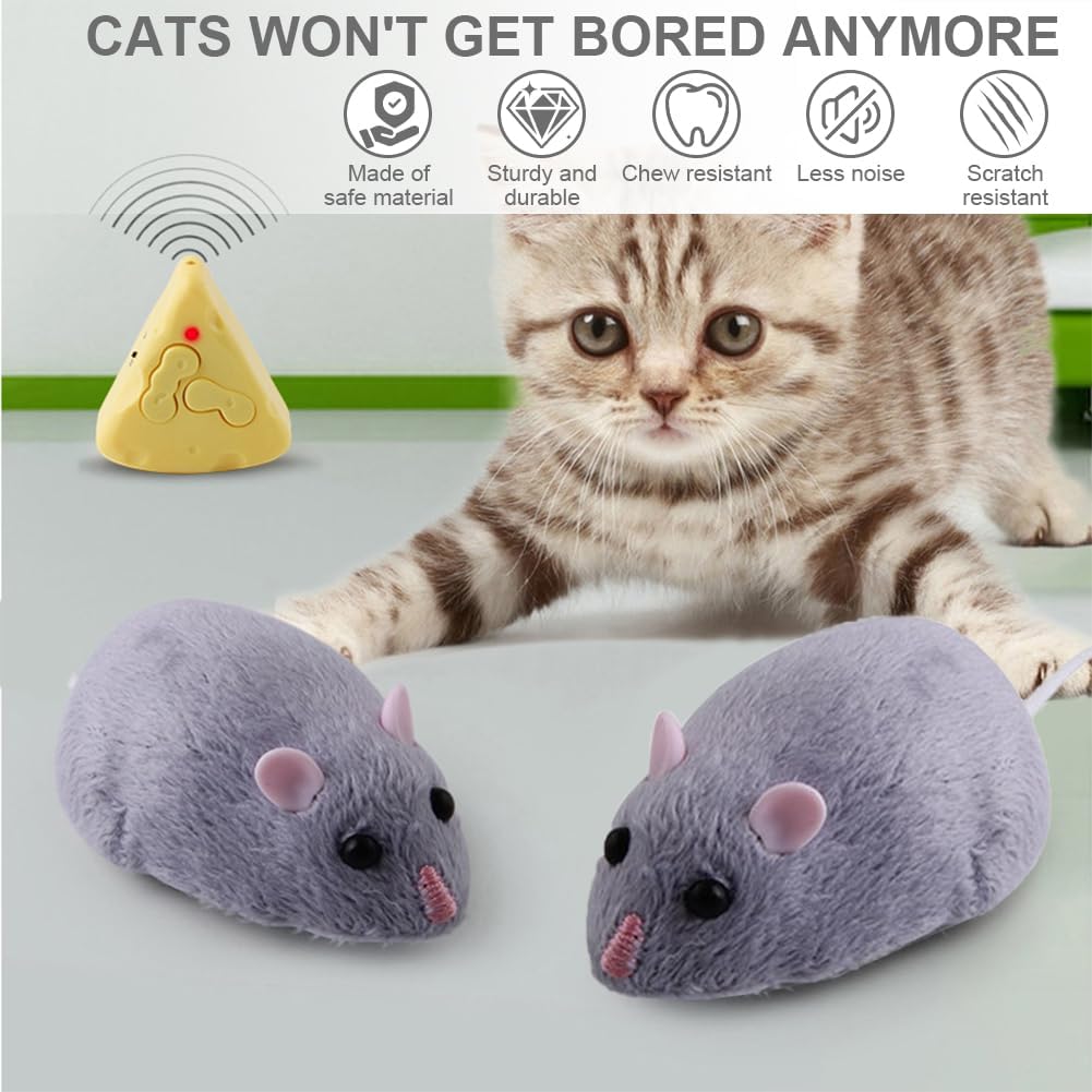 Remote Control Mouse Cat Toy,RC Fake Mouse Toy with Wireless Controller