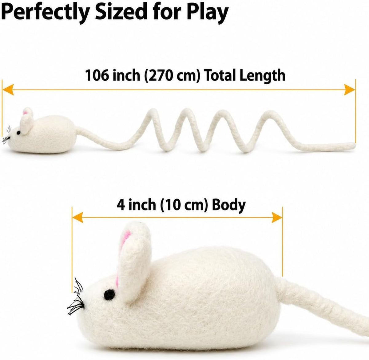 Glaciart One Felt Mouse Cat Toy – Soft Fuzzy Enrichment 100% Natural Wool - Interactive Catnip Play Cat Toy Set - Safe f
