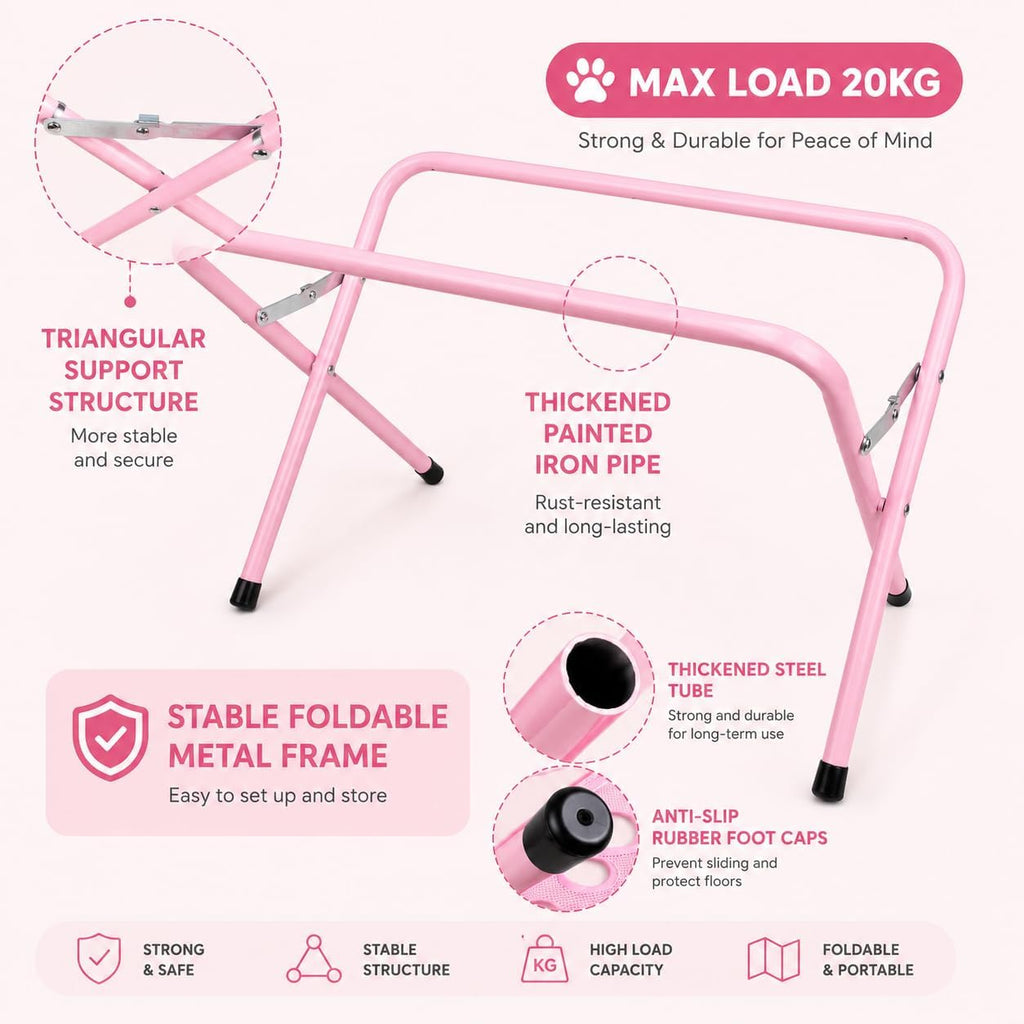 Pet Shower Holder with Stand, 8-Hole Dog Grooming Hammock for Bathing, Nail Trimming & Paw Care, Pet Grooming Harness fo