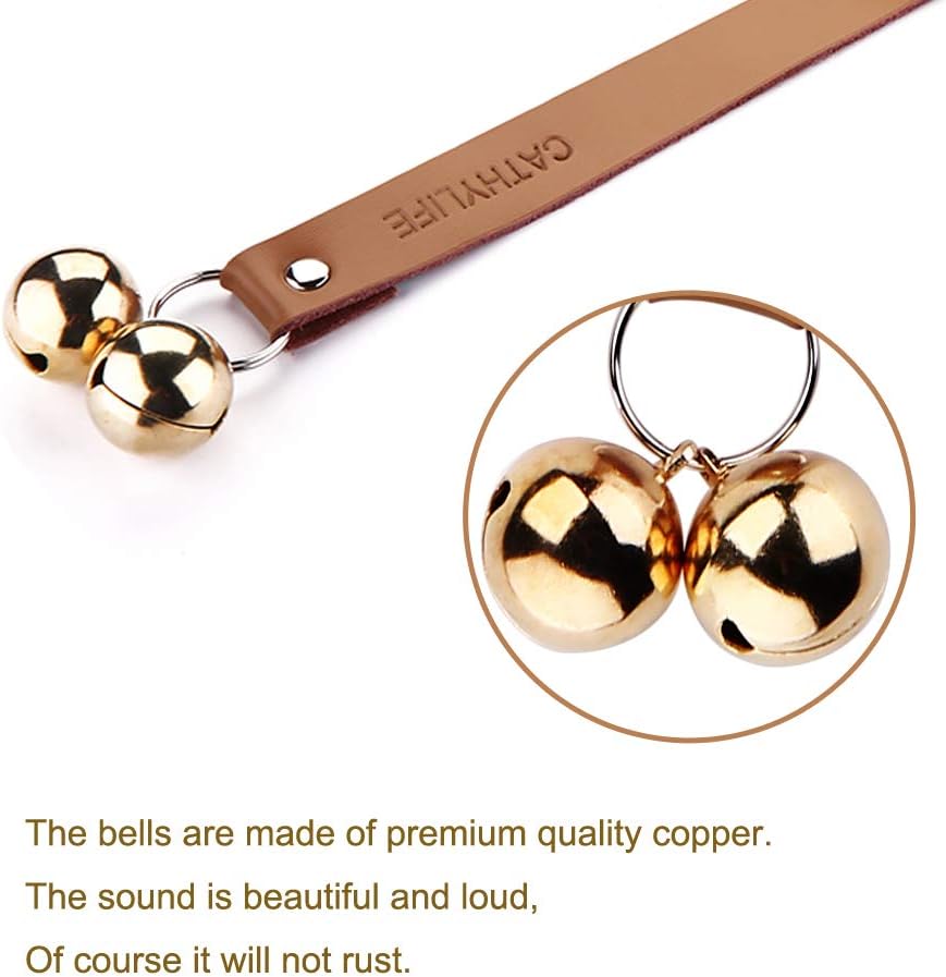 Leather Dog Doorbells to Go Outside, Brass Potty Training Bell