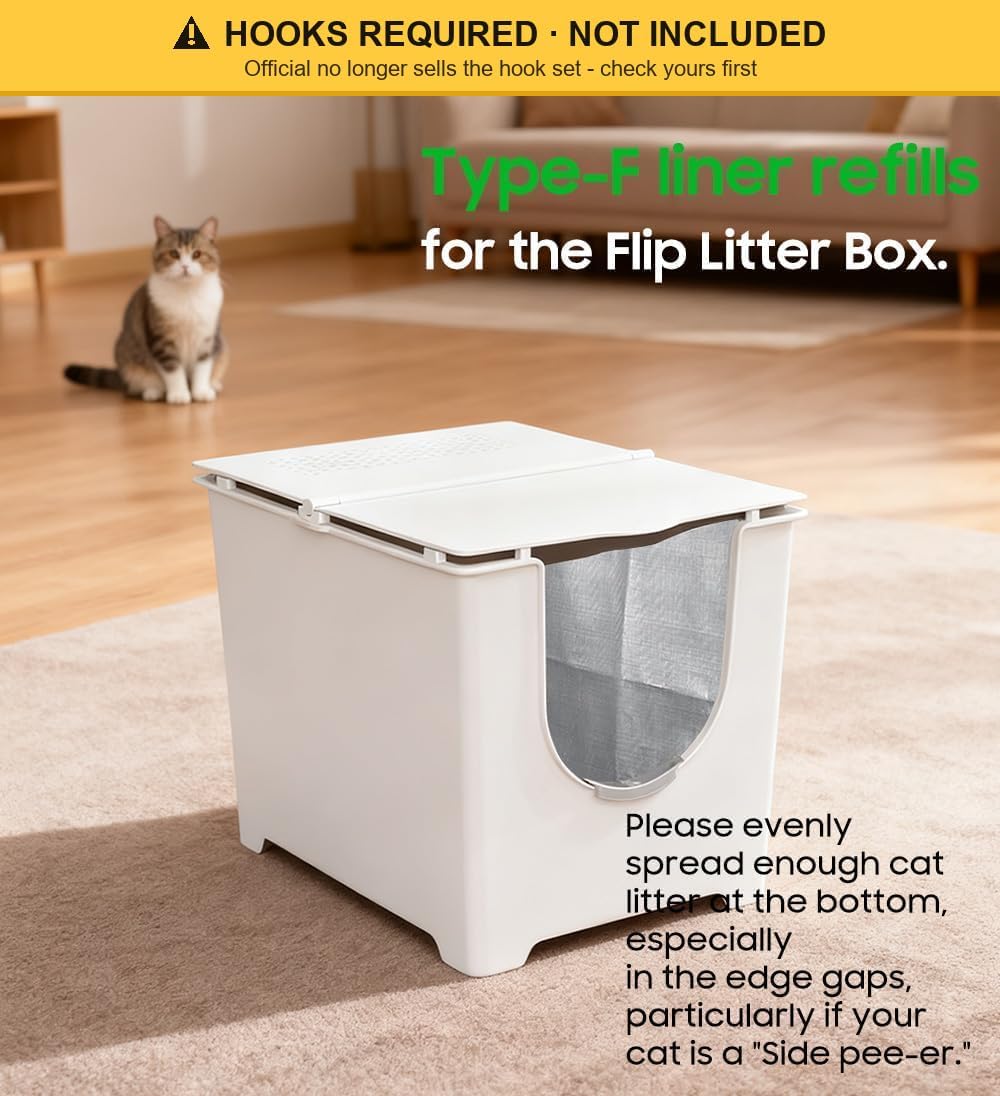 4 Pack Litter Box Liners F Compatible with Flip Litter Box Liner Type F, Reusable Liner Type-F with Carrying Handles
