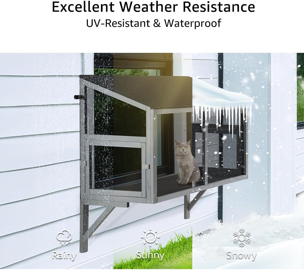 beeNbkks Bug Proof Window Catio, Expandable Outdoor Cat Enclosure