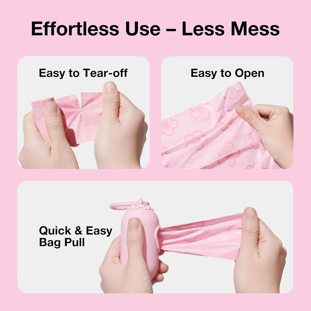 VETRESKA Dog Poop Bag Dispenser with 105 Cherry Blossom Scented Bags