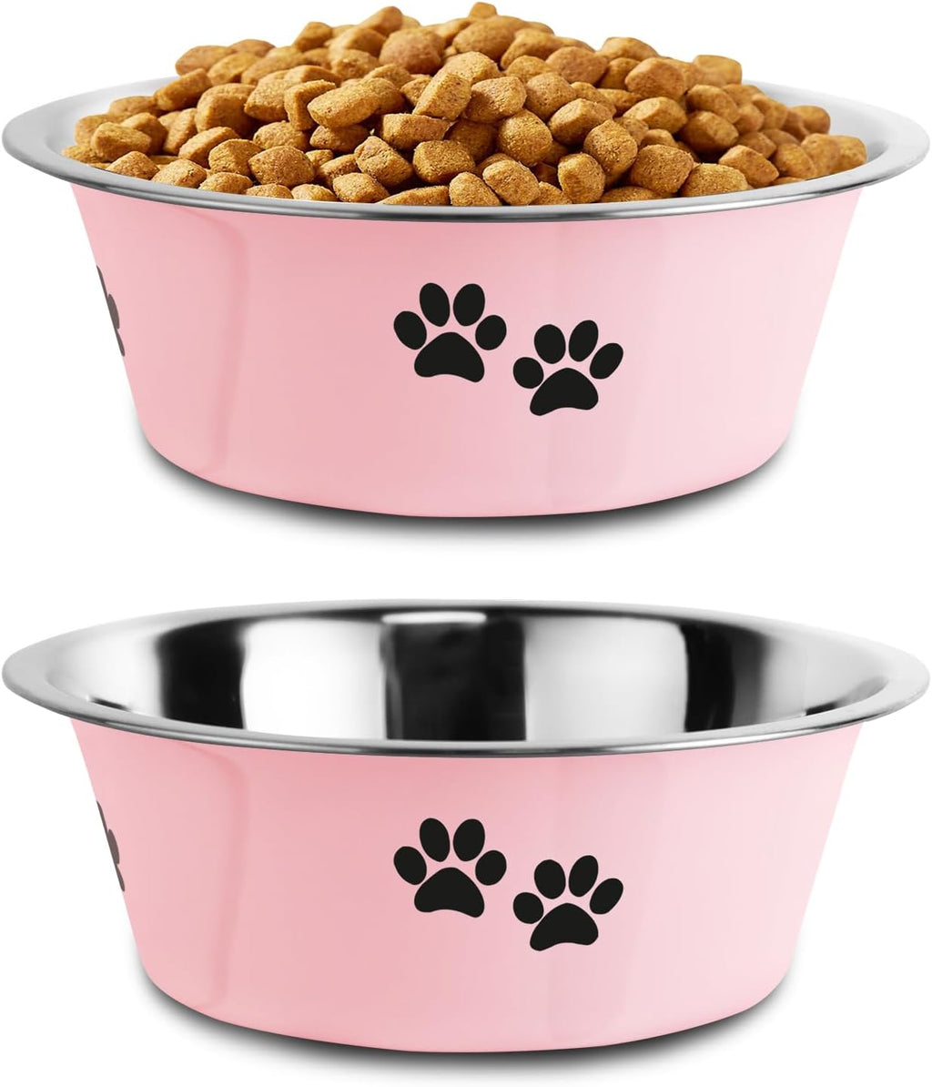 Stainless Steel Dog Bowls, Nonslip Rubber Bottom No Spill Proof Skid Metal Insulated Dog Bowls for Large Medium Small Br