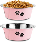 Stainless Steel Dog Bowls, Nonslip Rubber Bottom No Spill Proof Skid Metal Insulated Dog Bowls for Large Medium Small Br