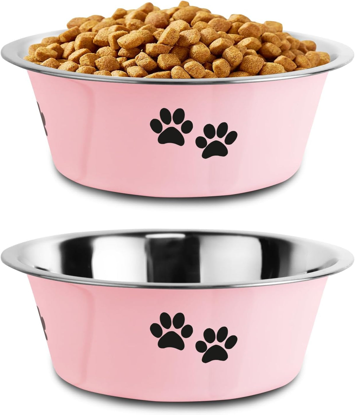 Stainless Steel Dog Bowls, Nonslip Rubber Bottom No Spill Proof Skid Metal Insulated Dog Bowls for Large Medium Small Br