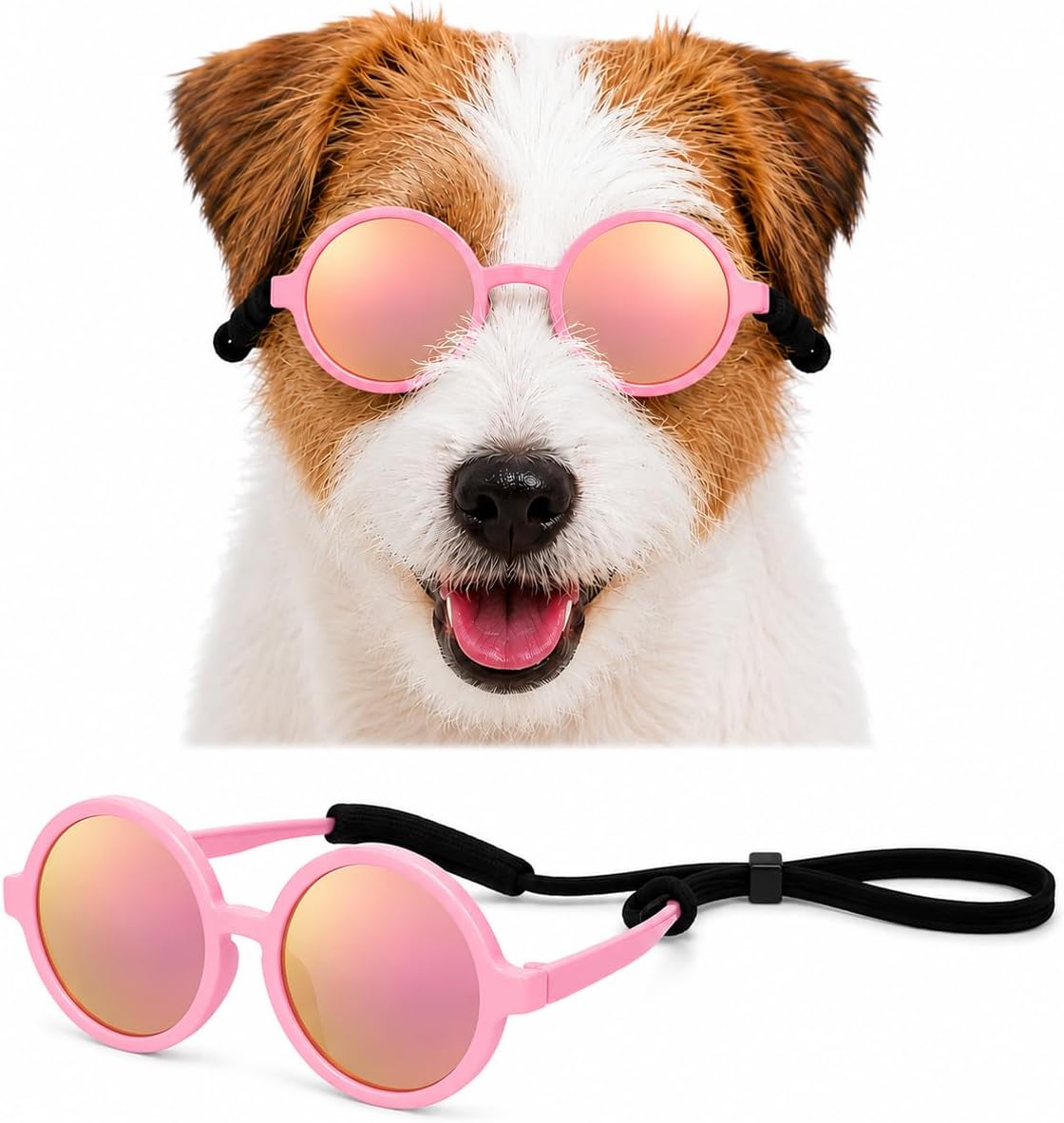 G016-2 Small Breed Dog up to 15lbs Pet Cat Round Tiny Sunglasses (Black)