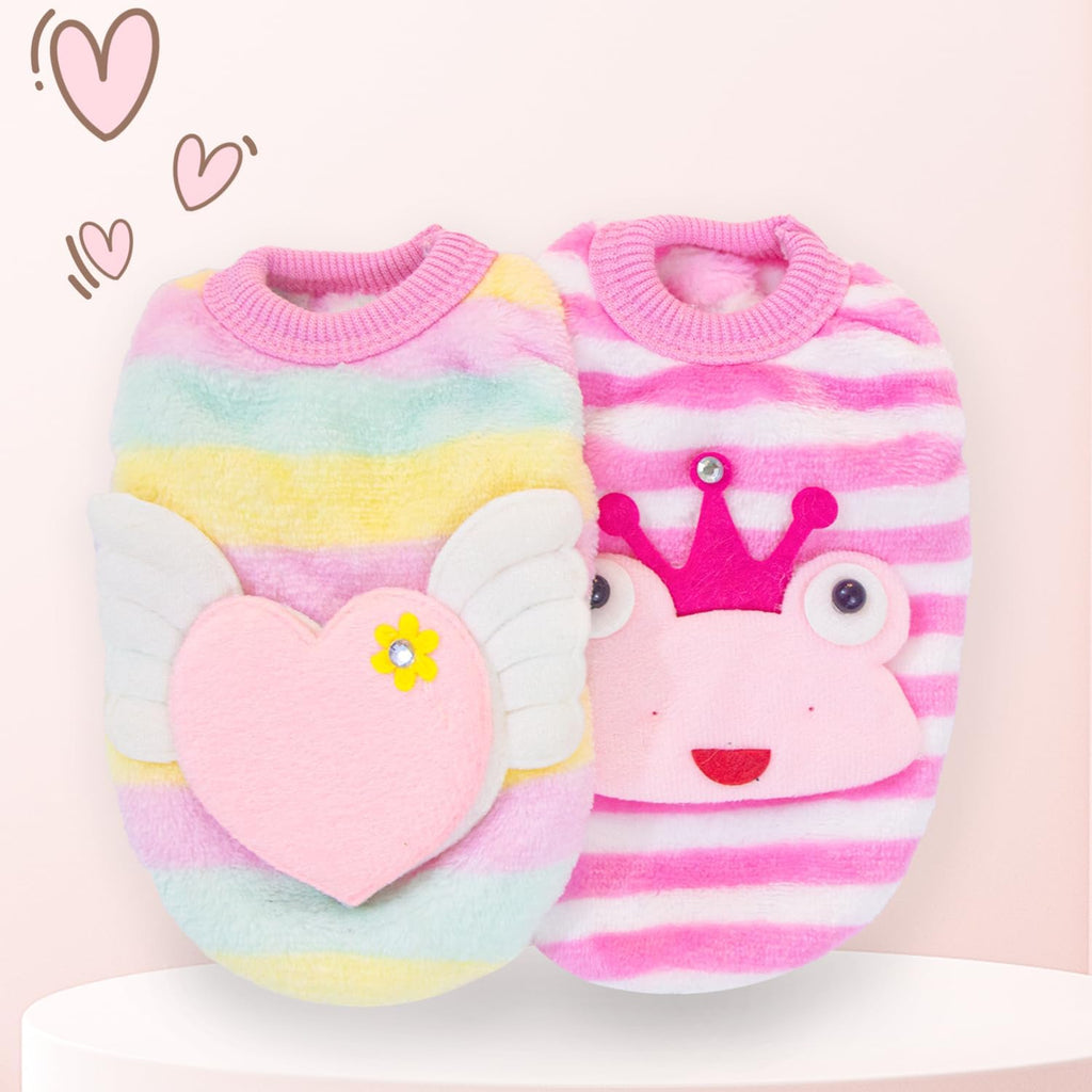 2 Pack Teacup Dog Clothes Warm Soft Fleece Extra Small Dog Clothes for Puppy Chihuahua Yorkies Fall Winter Cute Pet Clot