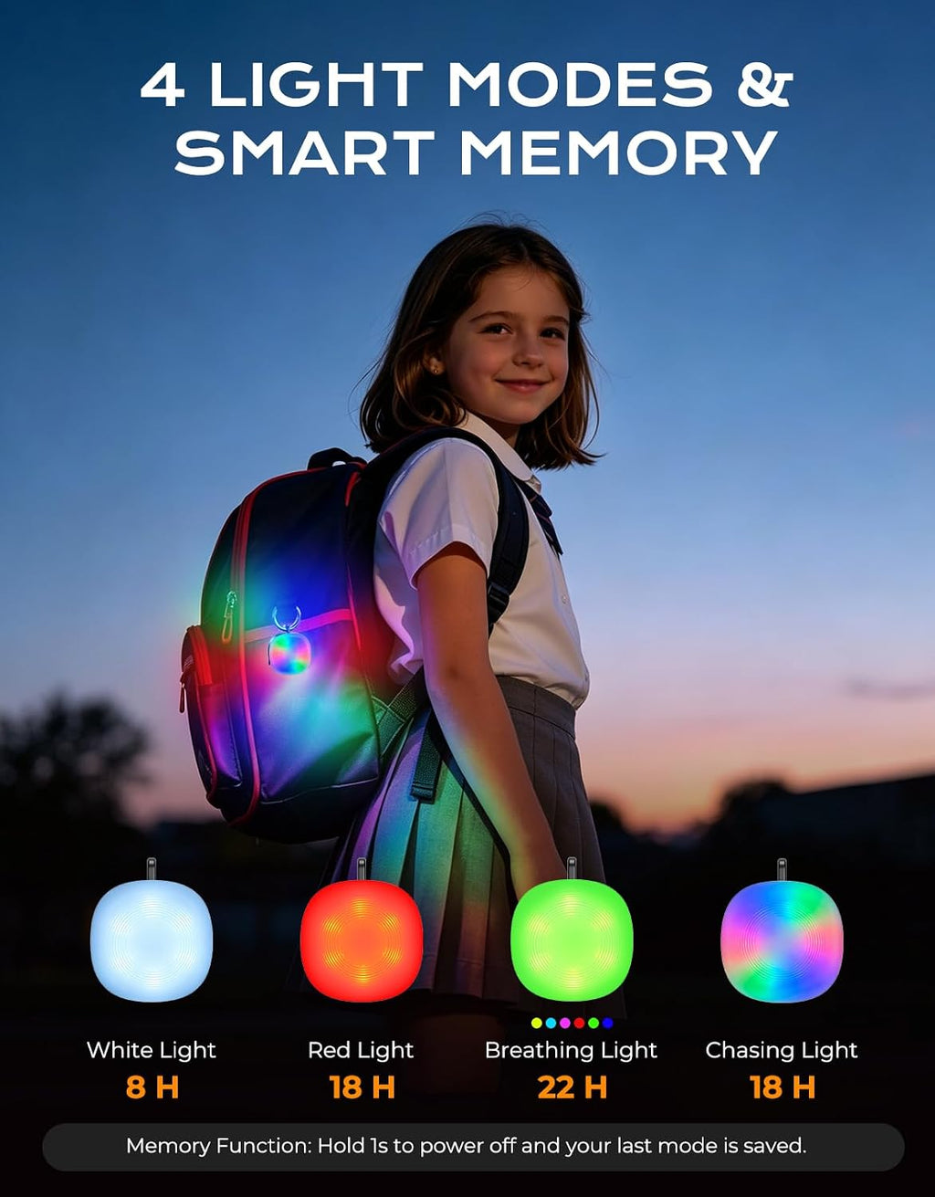 Safety Light 100LM, 4 Modes Dog Collar Light/Stroller/Backpack Light