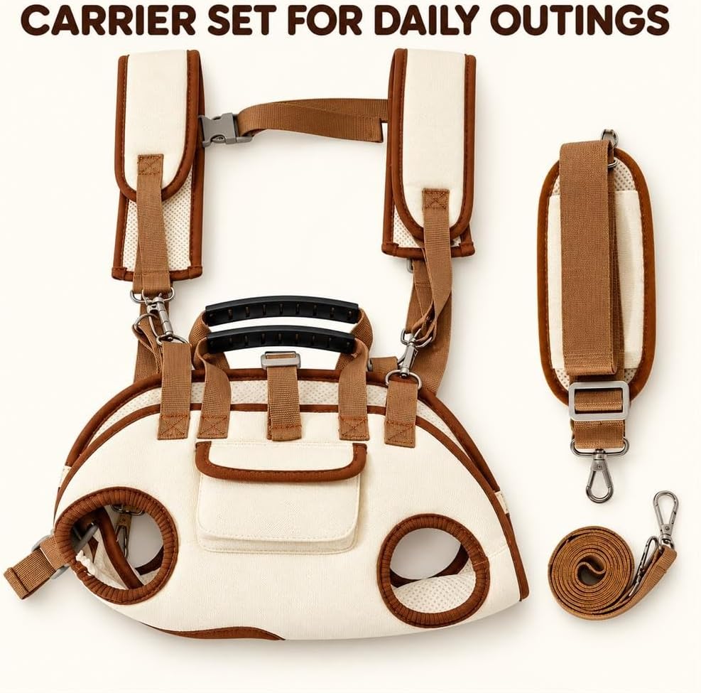 Portable Breathable Pet Carrier Sling with Padded Straps for Small Dogs