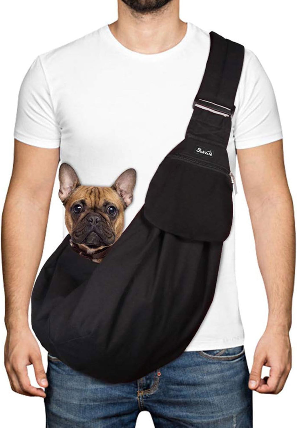 Lukovee Small Dog Sling Carrier, with Padded Strap & Storage Pocket, (B,S)