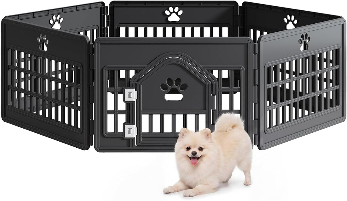 DUMOS Dog Playpen, Plastic Indoor Pet Fence for Small Dogs 4 Panels 24 Inch