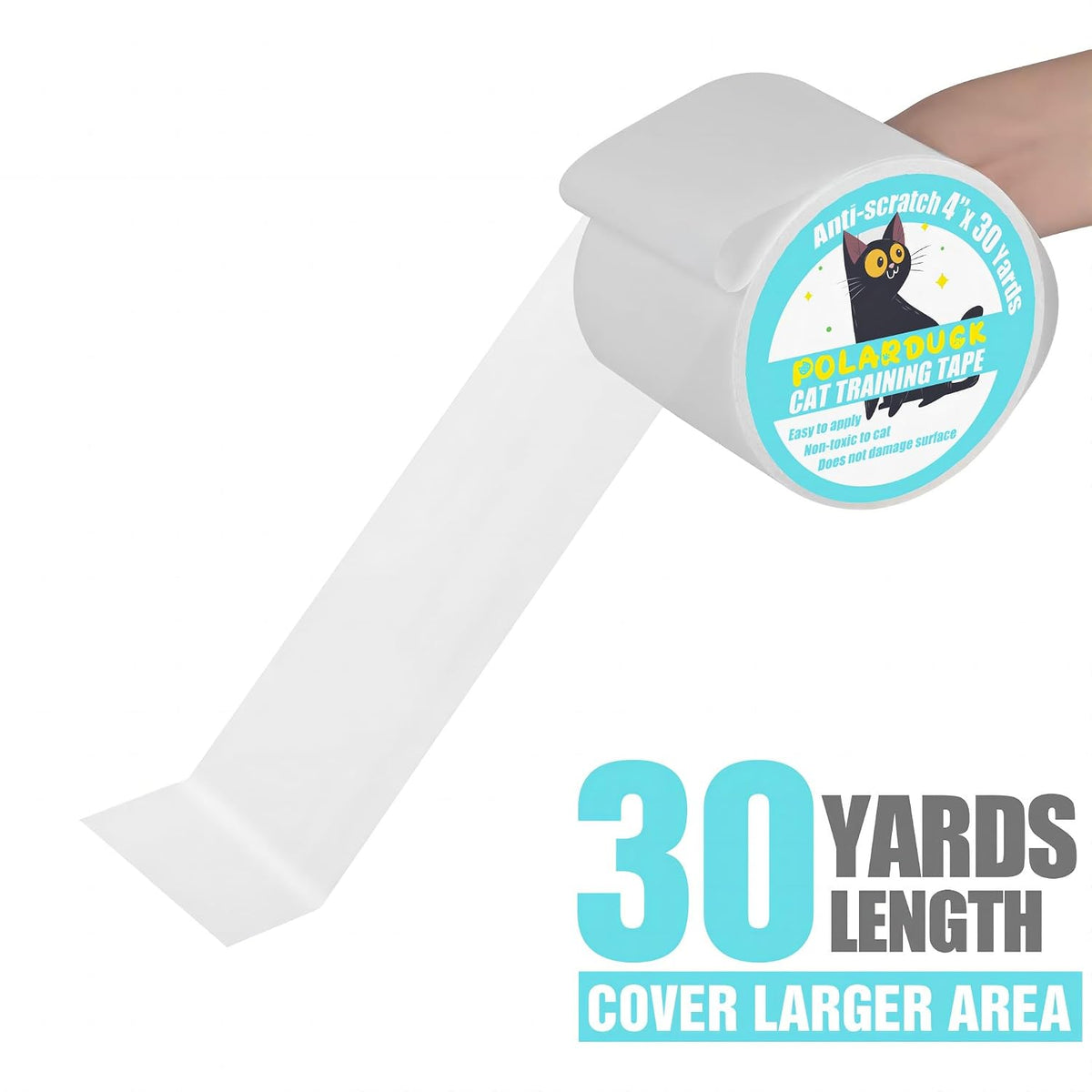 Anti Cat Scratch Tape: 4 inches x 30 Yards Cat Training Tape 100% Transparent Clear Double Sided Cat Scratch Deterrent T