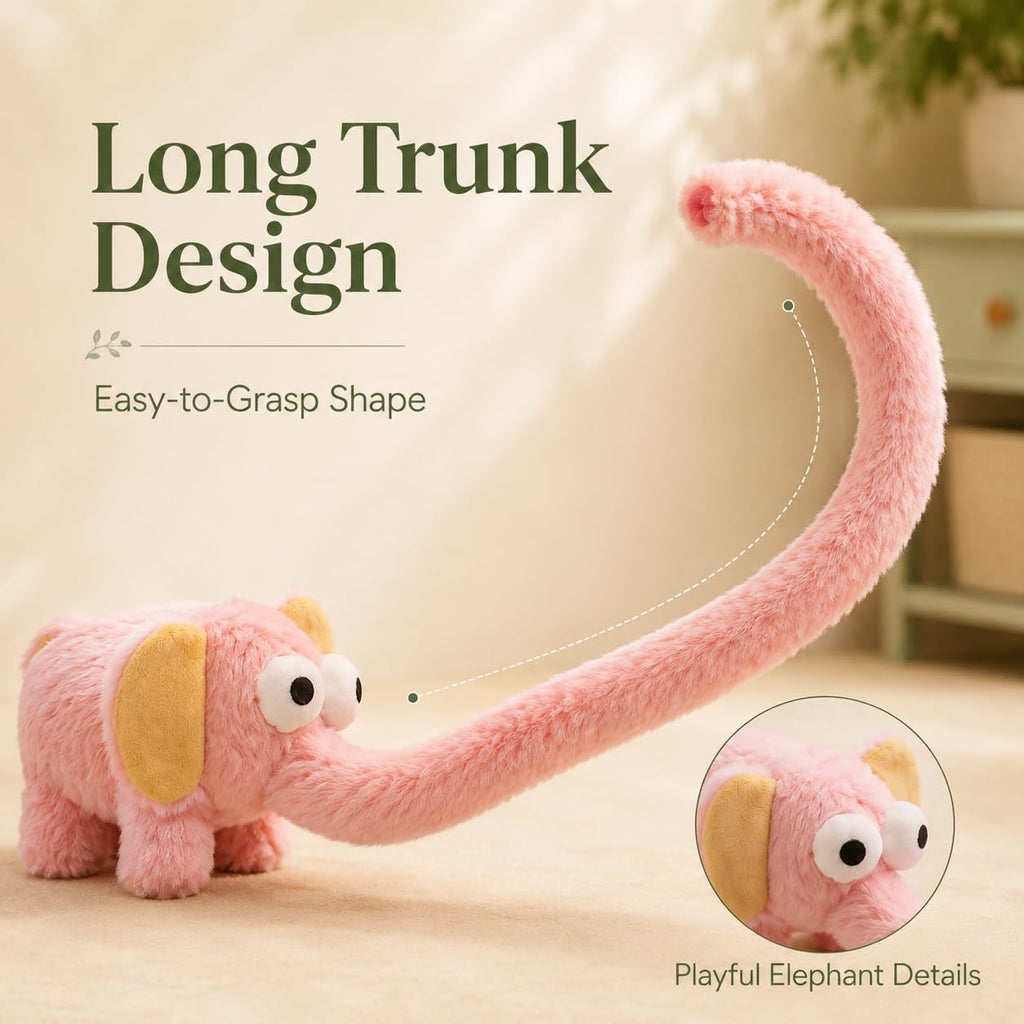 Elephant Squeaky Dog Toy, 26.0in Interactive Long Trunk Toy, 1 Pack (Blue)