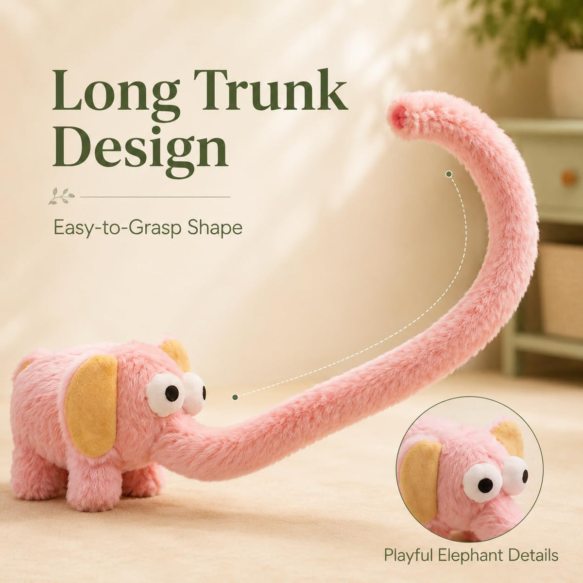 Elephant Squeaky Dog Toy, 26.0in Interactive Long Trunk Toy, 1 Pack (Blue)