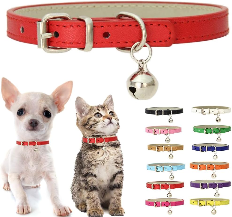 Purple XS Cat Collar with Bell, XXS Kitten Puppy Dog Collars X-Small
