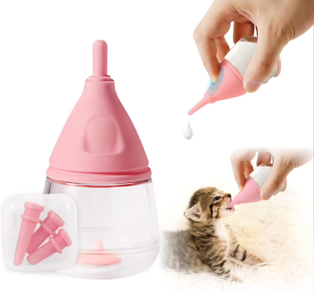RockTech Ergonomic Kitten Bottle Feeding kit, Puppy Bottles for Nursing Puppy Milk -40ml Anti-Choking Slow Flow Nursing 