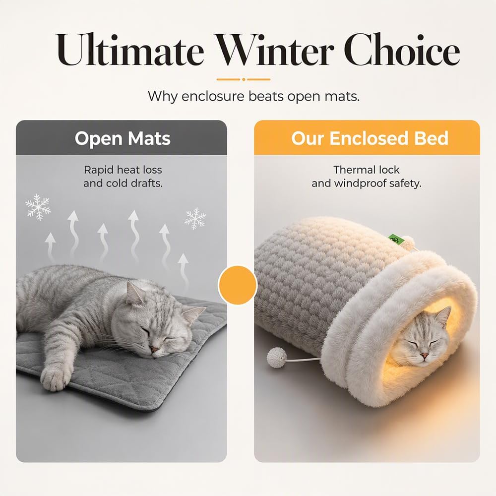 Cat Sleeping Bag for Indoor Cats, Plush Cave Bed, Machine Washable