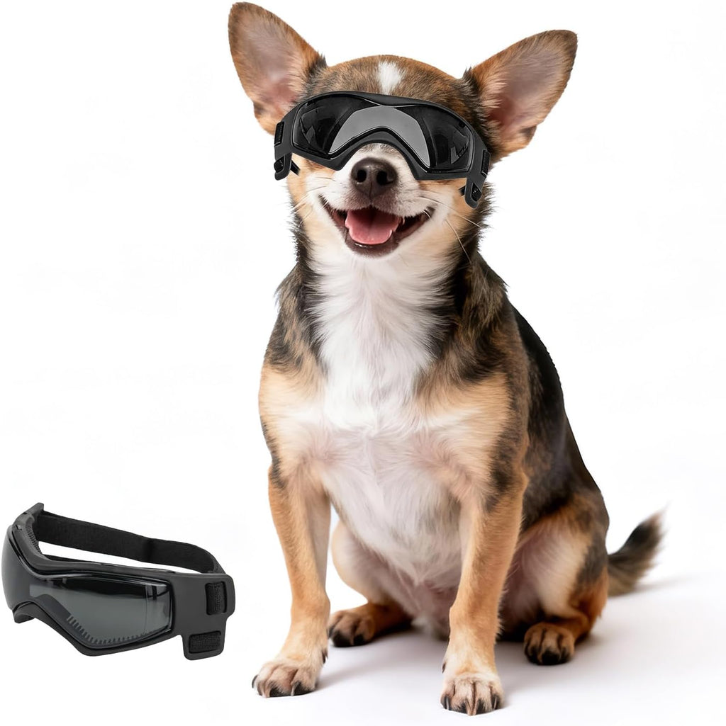 Dog Goggles Small Breed, XS Dog Sunglasses Chihuahua Glasses Anti-UV Eyes Protection for XSmall Pets Tiny Dogs Cats, Bla