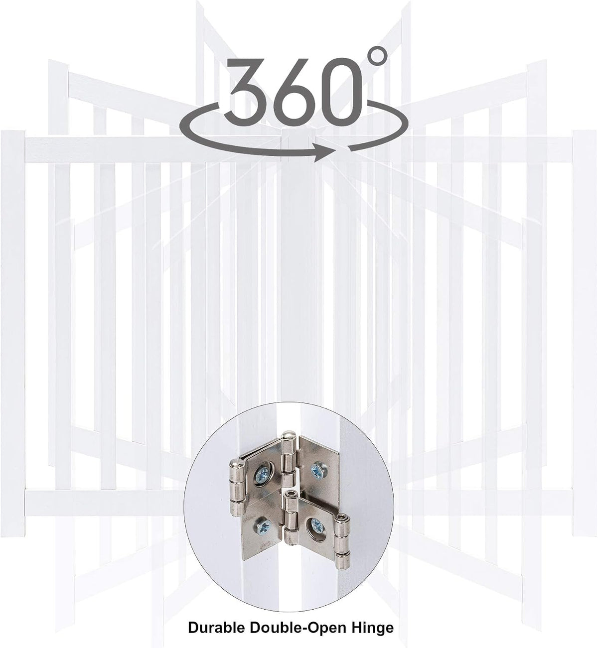 LZRS Wooden Free Standing Dog Gate 40" W x 24" H, Foldable Solid Hardwood Pet Safety Fence for House Doorways, Stairs, H