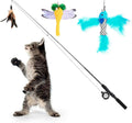 Pawaboo Cat Feather Toys, 4 Pack Interactive Cat Feather Teaser Wand Toys