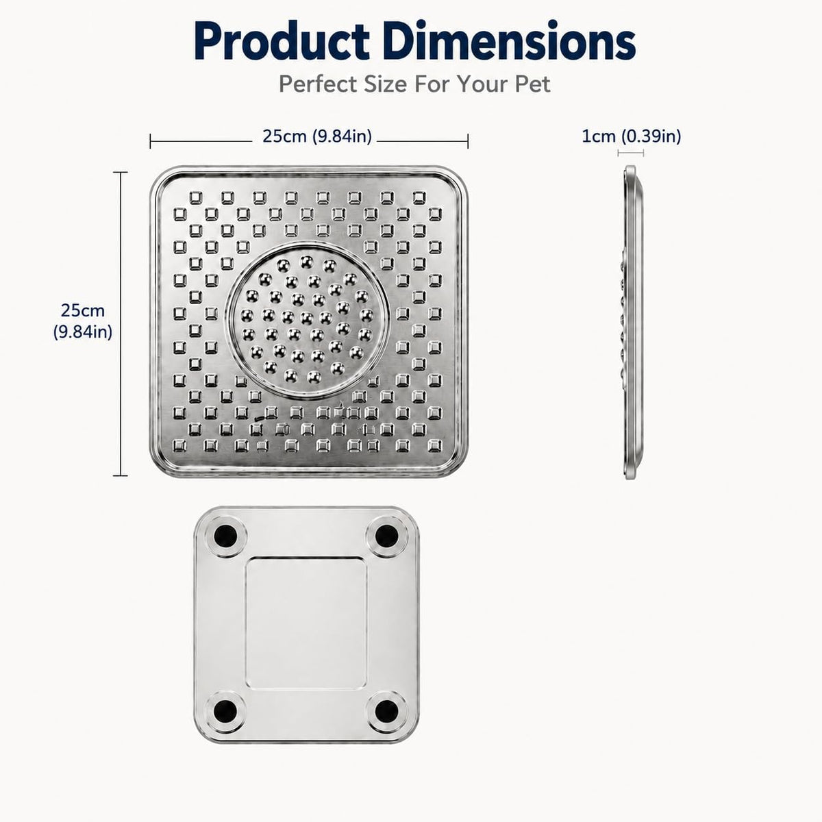 Stainless Steel Lick Mat for Dogs & Cats, Dual-Zone Slow Feeder