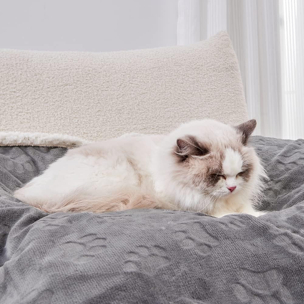 Pet Blankets for Cats - Waterproof Cat Blanket Washable - Sherpa Fleece Puppy Blanket, Soft Plush Reversible Throw Prote