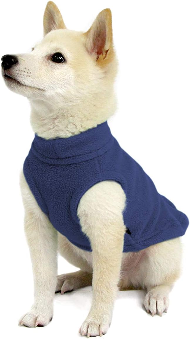 Gooby Stretch Fleece Vest Dog Sweater, Indigo Blue, Medium
