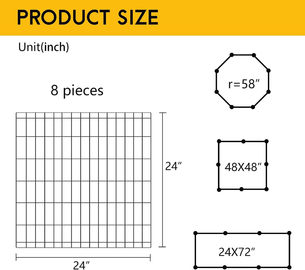 FDW | Dog Playpen | 24", 8 Panels | Heavy Duty Metal Pet Exercise Pen