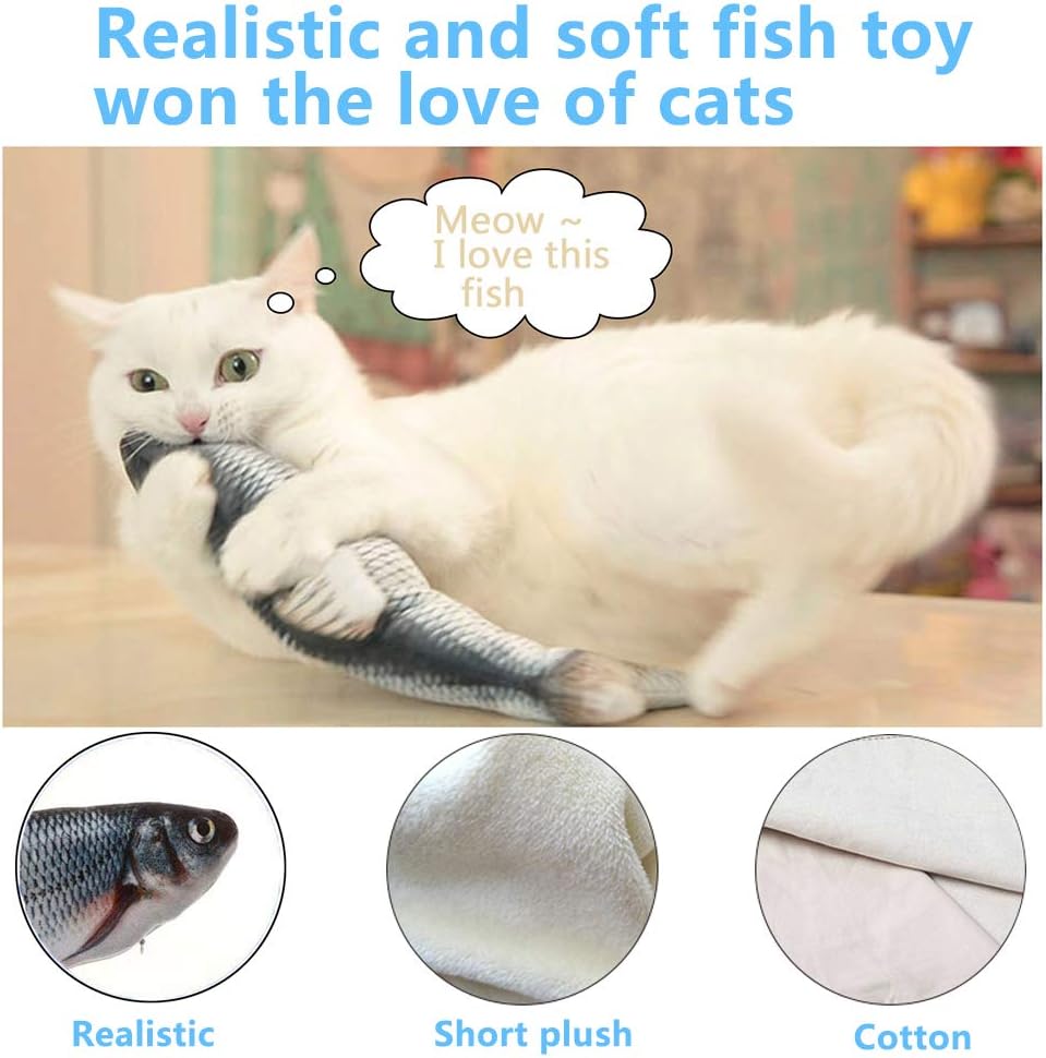 Tocirelo Cat Toys Flopping Fish with Catnip, Moving Interactive Cat Toy