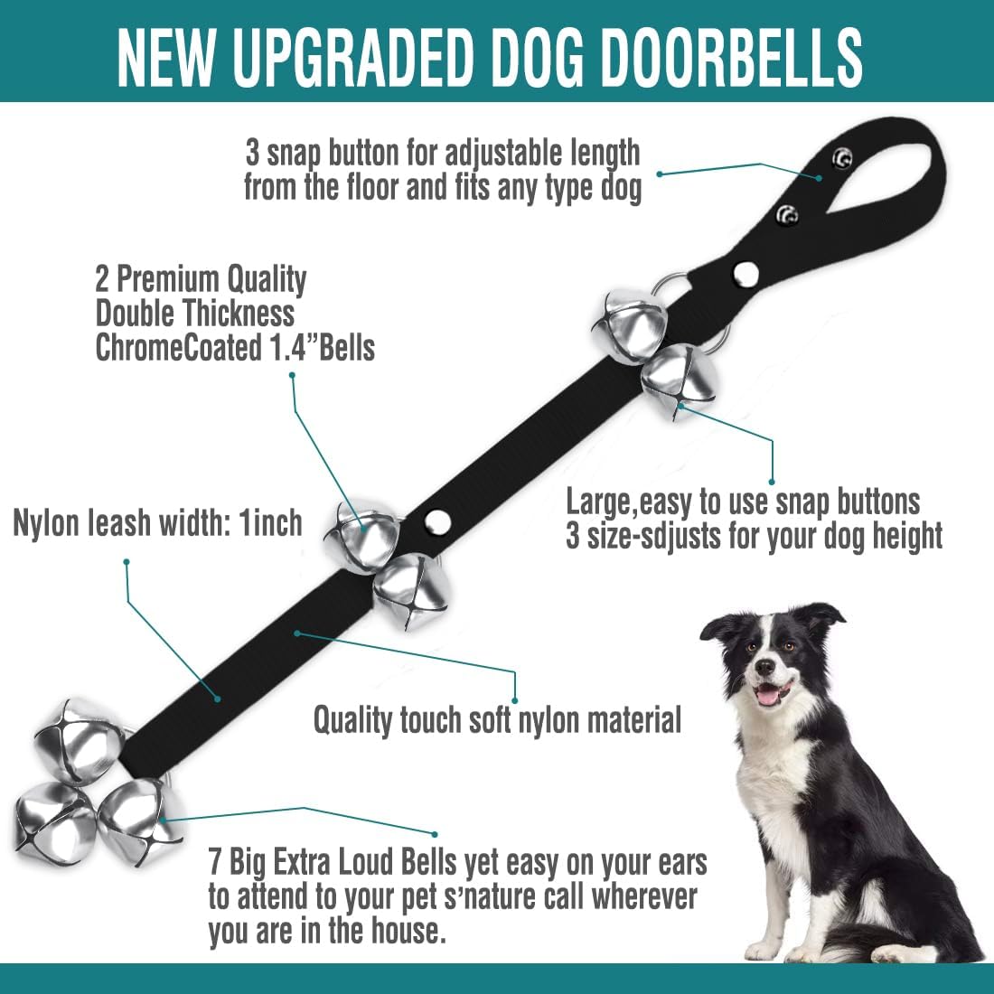 BLUETREE Dog Doorbells Premium Quality Training Potty Great Dog Bells Adjustable Door Bell Dog Bells for Potty Training 