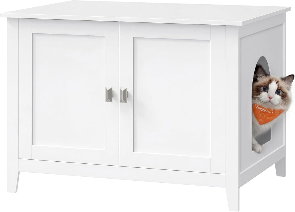 Feandrea Cat Litter Box Enclosure, Double Doors, Handles