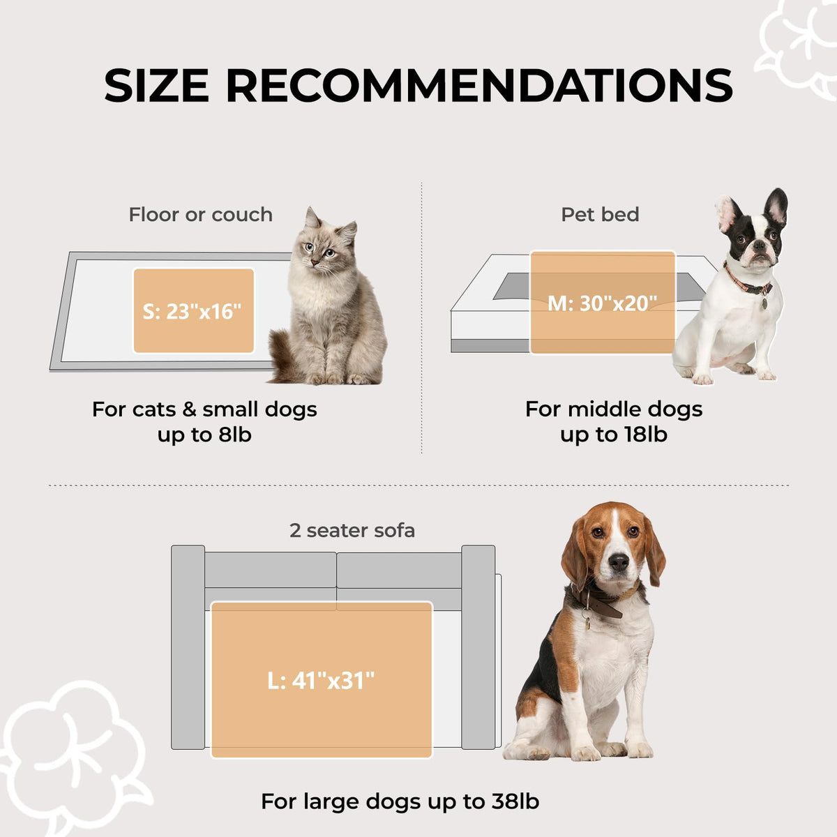1 Pack 3 Calming Blankets Fluffy Premium Fleece Pet Blanket Soft Sherpa Throw for Dog Puppy Cat Beige Small (23" x16'')