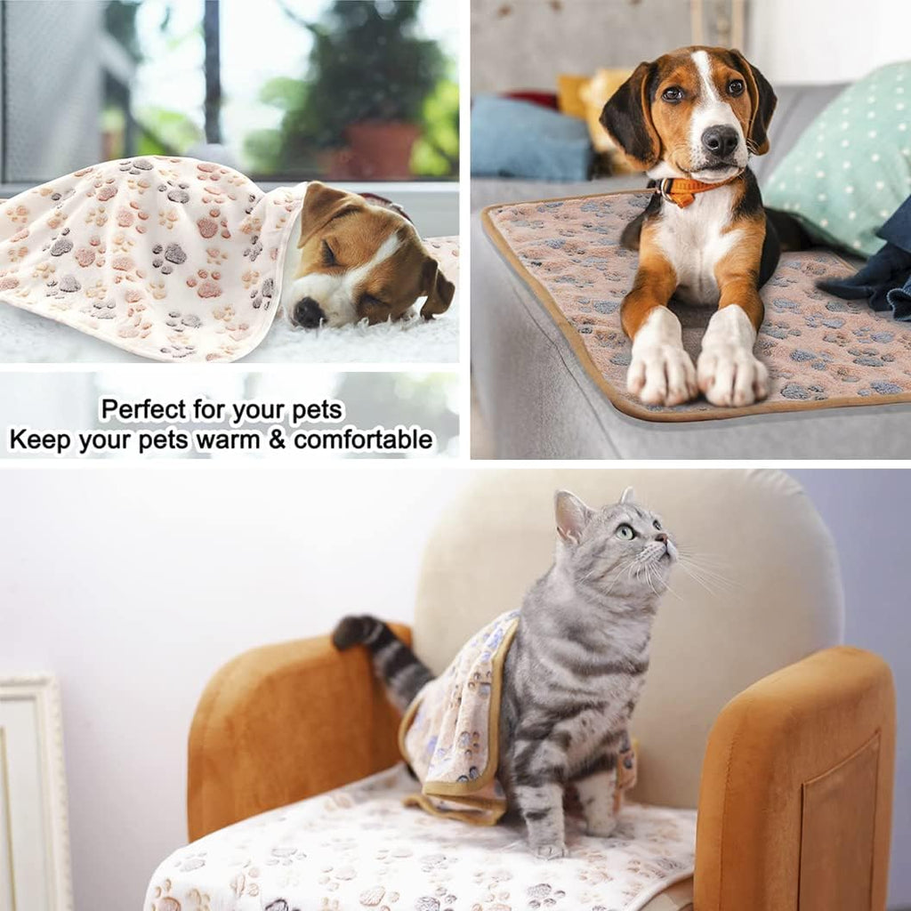 MIWOPET 3 Pack Fleece Pet Blankets Warm Bed Throw for Dogs & Cats 23x15in