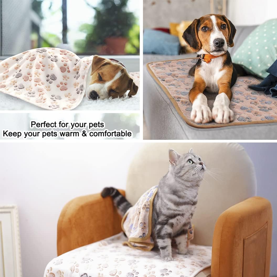 MIWOPET 3 Pack Fleece Pet Blankets Warm Bed Throw for Dogs & Cats 23x15in