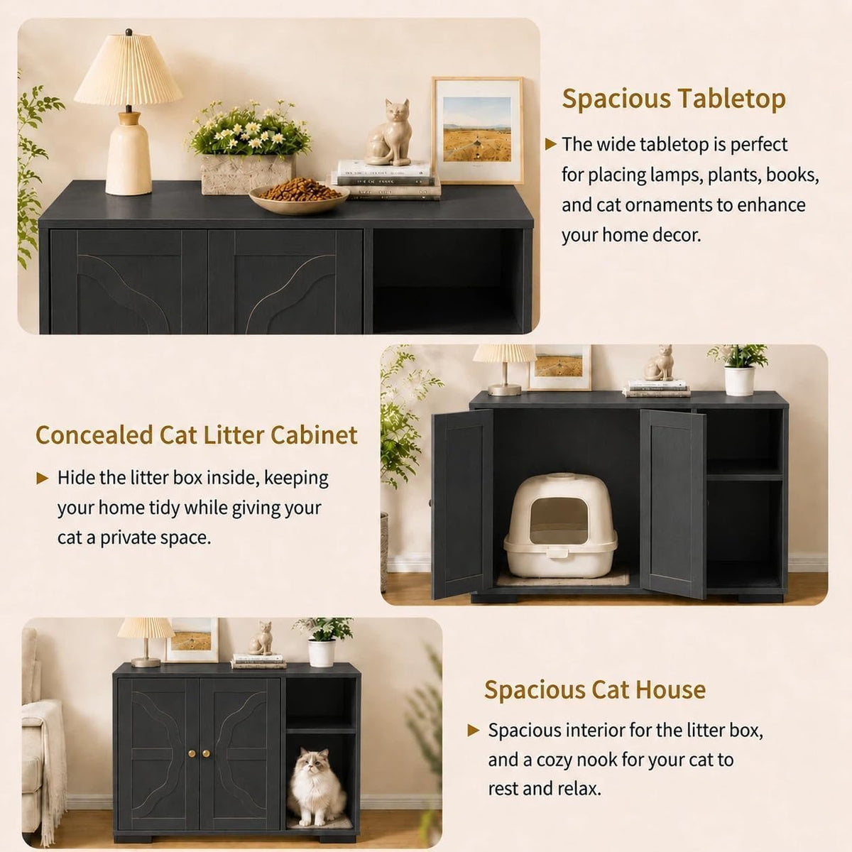 Dog-Proof Hidden Litter Box Enclosure End Table,