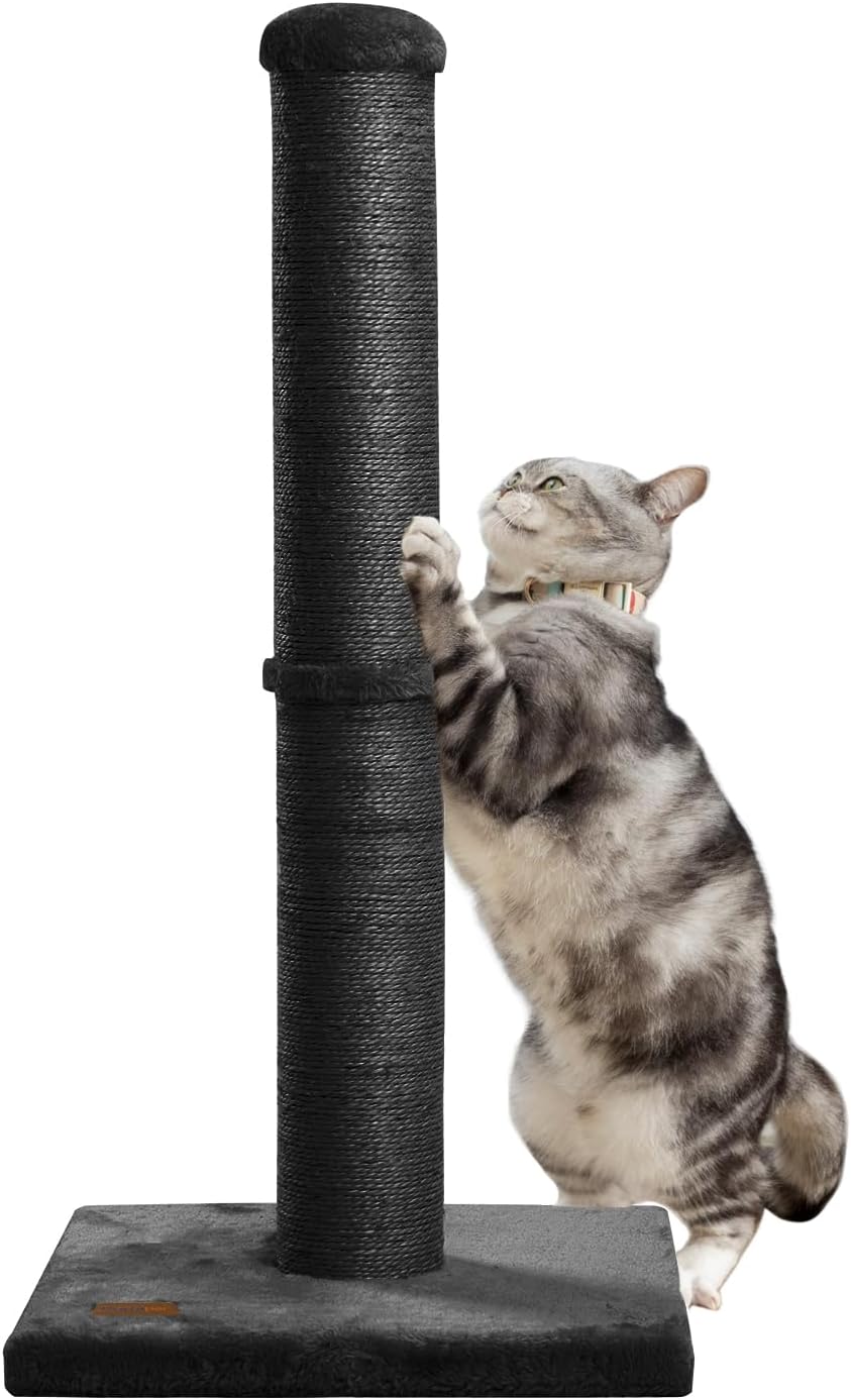 34inch Cat Scratching Post with Natural Sisal Rope 4.3Inch Large Diameter Scratcher Post Tree for Indoor Cats Beige
